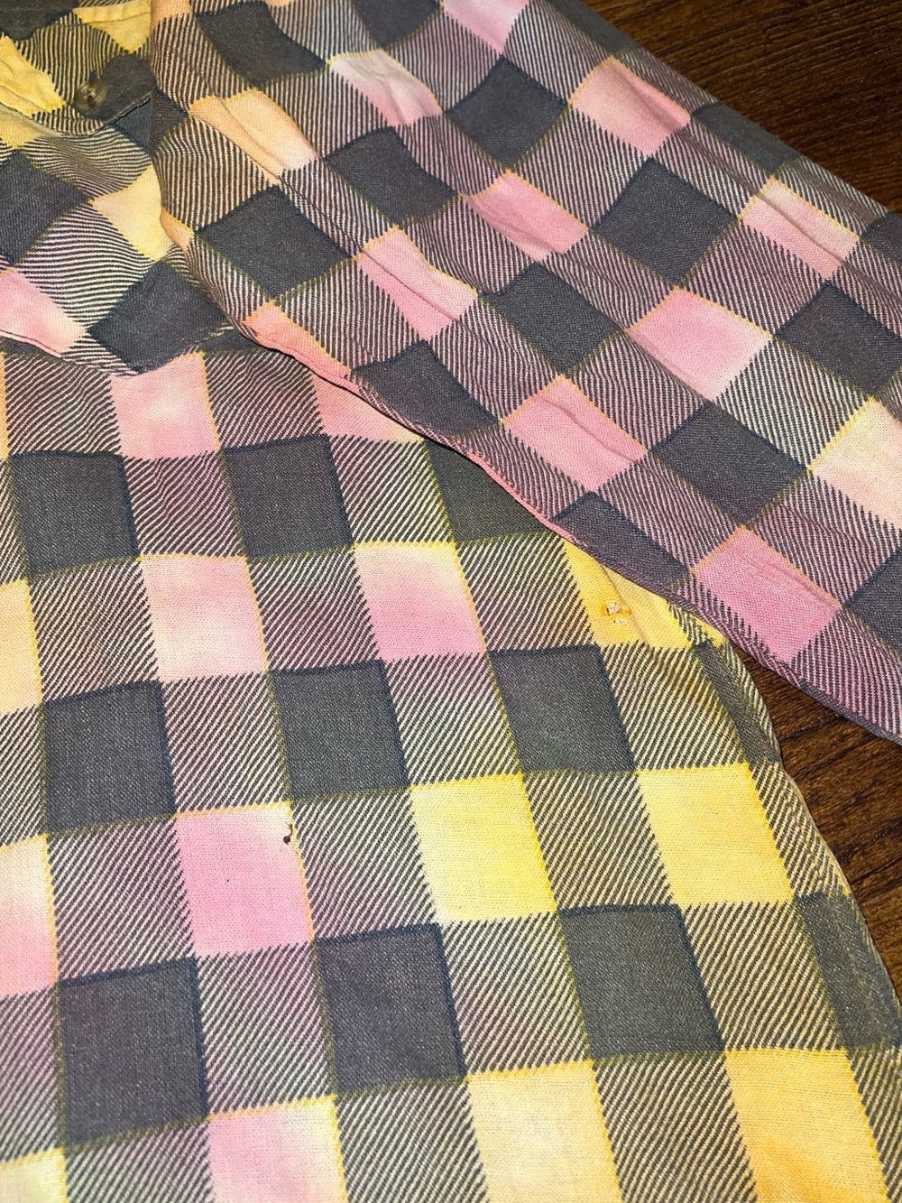 Vintage 90’s Grunge Tie Dye Plaid Button Up Long Sleeve Reworked Shirt Size M - Picture 6 of 9